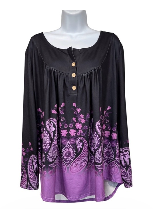 Tops - Purple & black blouse size 2X